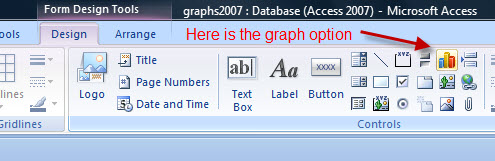 Access 2007中Design方框中的图表图标